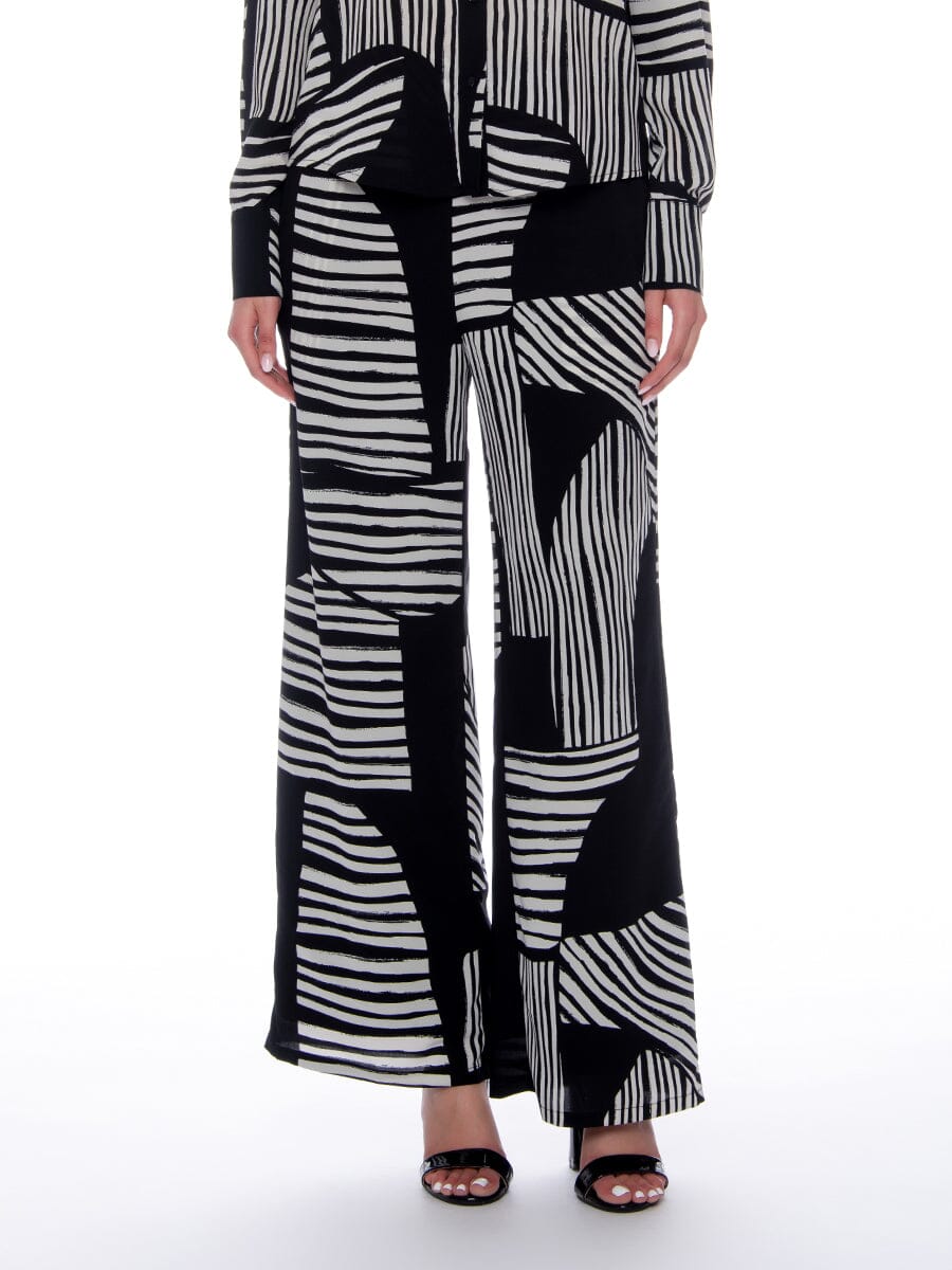 Contrast Stripe Print Pajama Set Pants PANTS Gracia Fashion BLACK S 