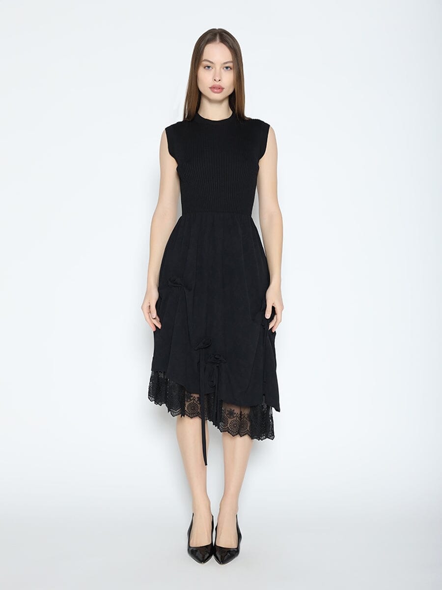 black sweetheart neckline dress Black Sweetheart Neckline Puff Sleeve Dress – PinkBlush main image 0