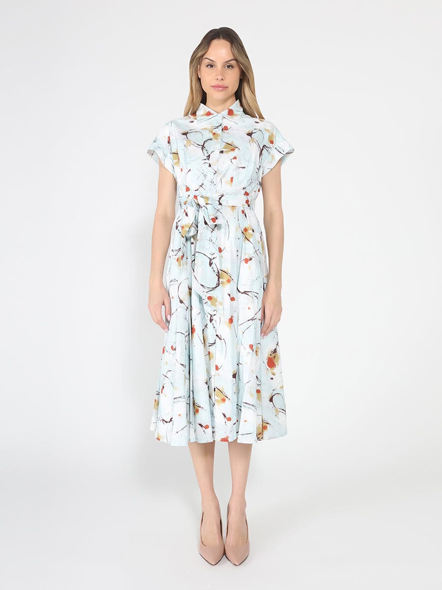 Short Sleeve Elastic Waist Belted Dress – Gracia Fashion