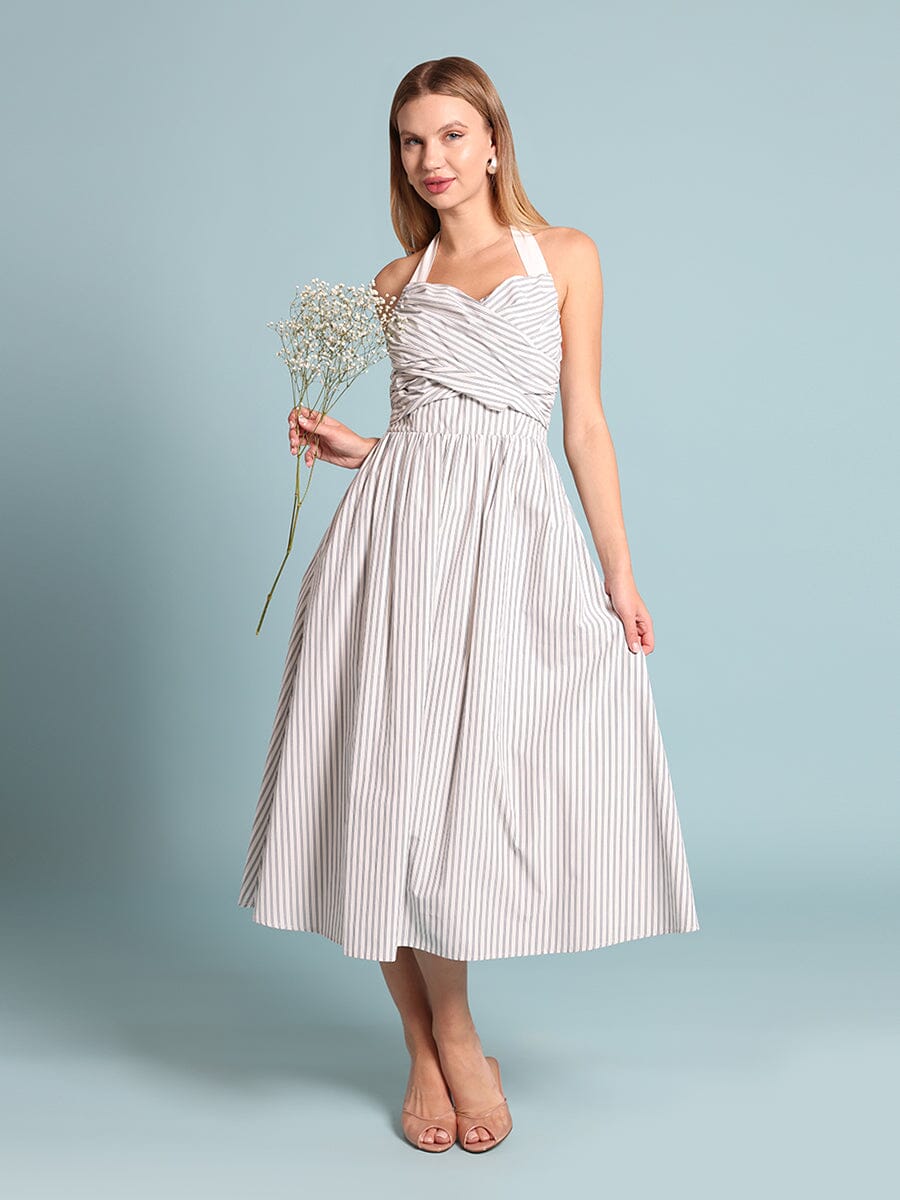 Stripped Self-Tie Dress