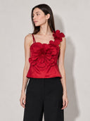 3D Floral Applique Camisole Top TOP Gracia Fashion RED S 
