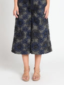 3D Floral Applique Wide Leg Pants PANTS Gracia Fashion NAVY S 