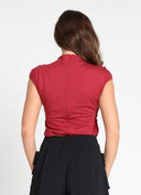 3D Flower Detail Cap Sleeve Top TOP Gracia Fashion 