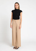 3D Flower Detail Cap Sleeve Top TOP Gracia Fashion 