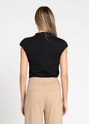 3D Flower Detail Cap Sleeve Top TOP Gracia Fashion 