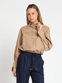 Front Button Open Long Sleeve Shirt Top