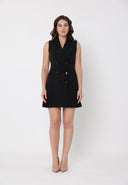 Double Breast Button Bottom Pleats Dress