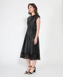Pleated Pleather Dress With Lace Hem