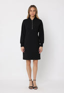Comfort Fabric Front-Zip Fitted Waist Midi Dress