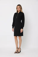 Comfort Fabric Front-Zip Fitted Waist Midi Dress