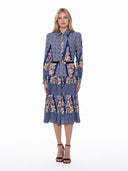 Floral Print Long Sleeve A-Line Buckle Belt Dress