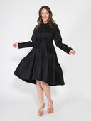 Parachute Gathered Hoodie Dress With Drawstring