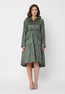 Parachute Gathered Hoodie Dress With Drawstring