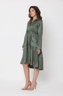 Parachute Gathered Hoodie Dress With Drawstring