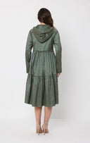 Parachute Gathered Hoodie Dress With Drawstring