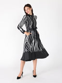 Zebra Stripe Print Colorblock A-Line Dress