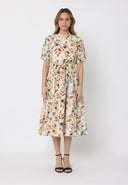Floral print belt dress
