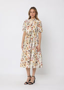 Floral print belt dress