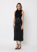 Sleeveless Tie Detail Front Midi-Dress