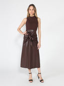Sleeveless Tie Detail Front Midi-Dress