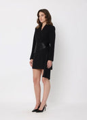 Long Sleeve Pleats Detail Waist Blazer Dress