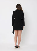 Long Sleeve Pleats Detail Waist Blazer Dress