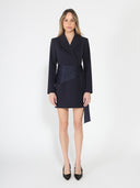 Long Sleeve Pleats Detail Waist Blazer Dress