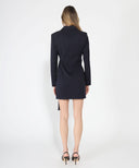 Long Sleeve Pleats Detail Waist Blazer Dress