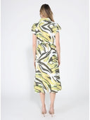 Short Sleeve Button Down Printed Midi Dress