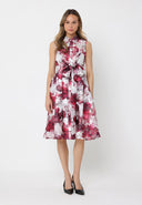 Floral Print Sleeveless Button Down Midi Dress