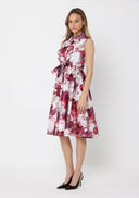 Floral Print Sleeveless Button Down Midi Dress