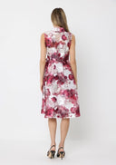 Floral Print Sleeveless Button Down Midi Dress