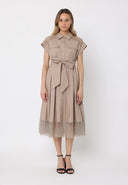 Lace Detail Bottom Short Sleeve Midi Dress