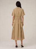 Short Sleeve Button Down Collared Dress
