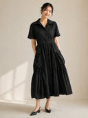 Short Sleeve Button Down Collared Dress