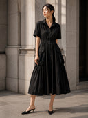 Short Sleeve Button Down Collared Dress
