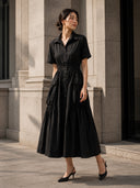 Short Sleeve Button Down Collared Dress