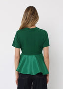 Crew Neck Bow Detail Solid Top