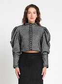 Circle Texture Fabric Long Sleeve Crop Jacket (pre order)