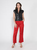 Half Pleather Panelled  Half Plain Vest