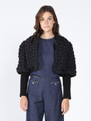 Quilted Crop Jacket With Long Rib Sleeve