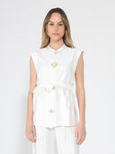 Button detail sleeveless vest