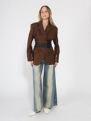 Long Sleeve Double Belts Blazer