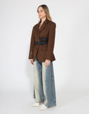 Long Sleeve Double Belts Blazer
