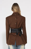 Long Sleeve Double Belts Blazer