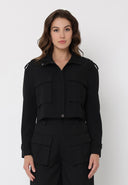 Long sleeve Flap Pocket High Neck Zip Up Jacket