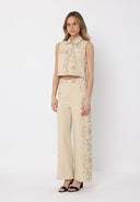 Floral Print Collared Sleeveless Vest