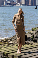 Long Sleeve Collared Jacket W/ Curved panel Detail