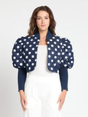 Quilted Polka Dot Jacket With Ribbed Sleeve