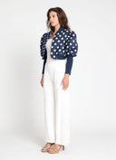 Quilted Polka Dot Jacket With Ribbed Sleeve